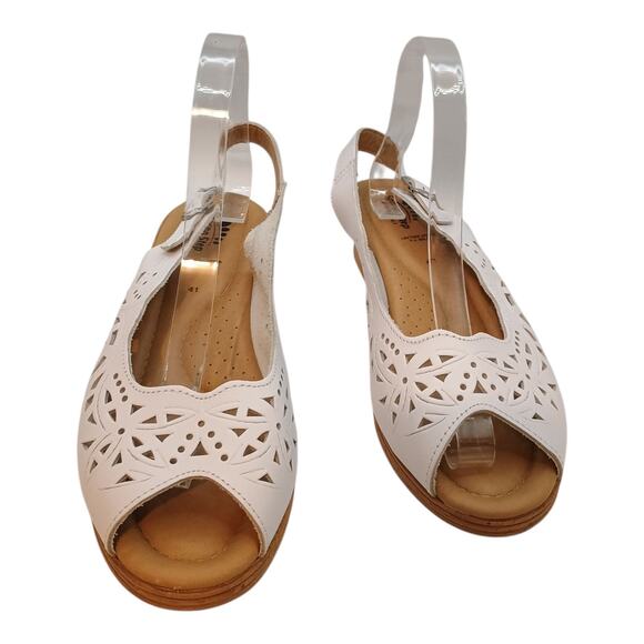 Spring Step Women's Orella White Slingback Cork Wedge Italian Leather Size 41 - Picture 2 of 11